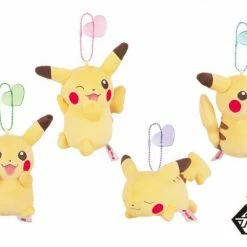 Plushies Pokemon I Love Pikachu 3" Heart Charm Plush Ball-Chain Key Chain *SET Of 4*