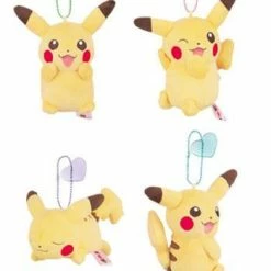 Plushies Pokemon I Love Pikachu 3" Heart Charm Plush Ball-Chain Key Chain *SET Of 4*