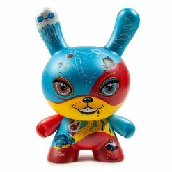 Good 4 Nothing (Bright Red/Blue) - Kidrobot 8" Dunny Art Toy Figure By 64 Colors