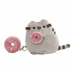 Pusheen With Donut And Bonus Donut Clip - Gund 6" Plush