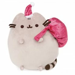 Plushies Pusheen Santa Claws Holiday Gray And Pink - Gund 9.5