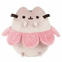 Pusheen Pink Flower Petals Gray And Pink - Gund 9.5" Plush