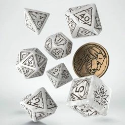 Q-WORKSHOP The Witcher Dice Set: Geralt - The White Wolf (7 + Coin)