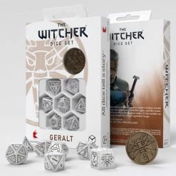 Q-WORKSHOP The Witcher Dice Set: Geralt - The White Wolf (7 + Coin)