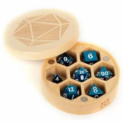 METALLIC DICE GAMES Premium Wood Round Chest Maple Dice Case