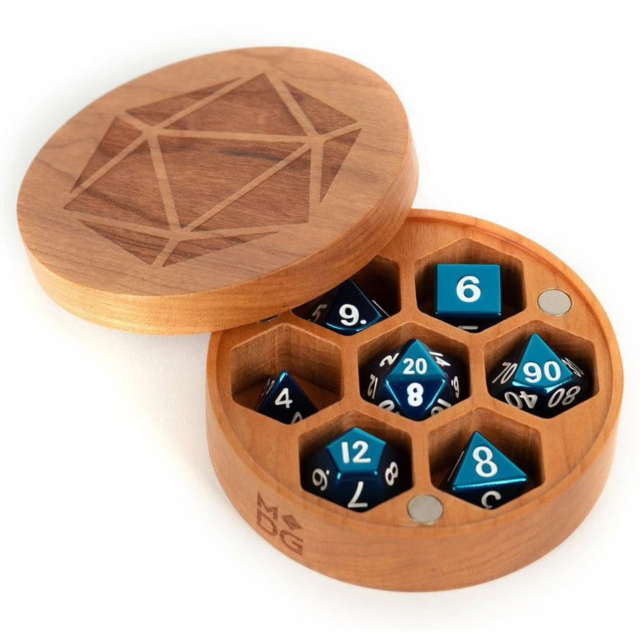 METALLIC DICE GAMES Premium Wood Round Chest Cherry Dice Case 3 METALLIC DICE GAMES Premium Wood Round Chest Cherry Dice Case