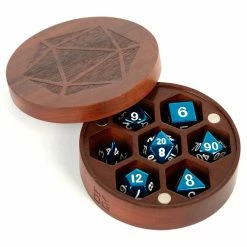 METALLIC DICE GAMES Premium Wood Round Chest Purple Heart Dice Case Dice Holder