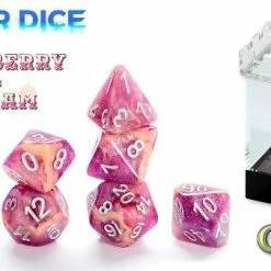 GATE KEEPER GAMES Aether Dice: Raspberry And Cream (7 Polyhedral Dice Set)