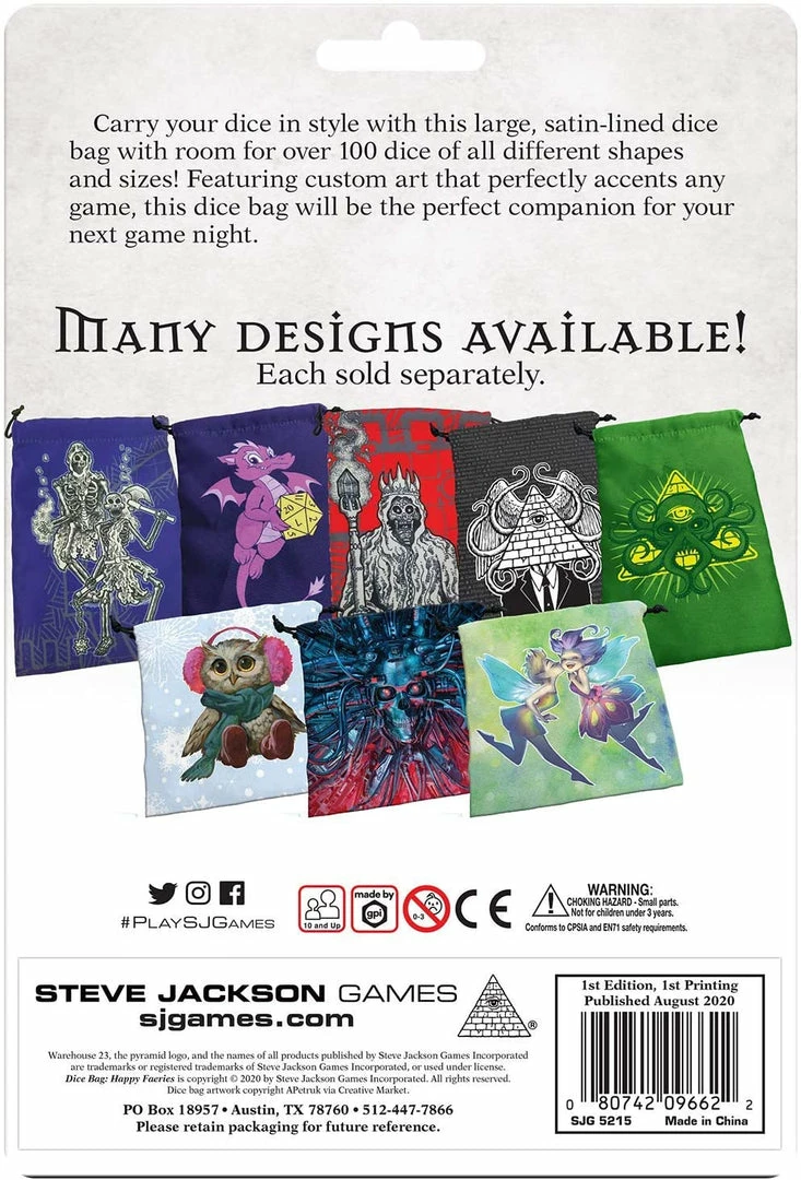 STEVE JACKSON GAMES Dice Holder Dice Bag: Deluxe Happy Faeries 4 STEVE JACKSON GAMES Dice Holder Dice Bag: Deluxe Happy Faeries