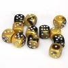 Chessex 12pcs/16mm D6 Dice Set: Gemini Black-Gold/Silver Dungeons & Dragons