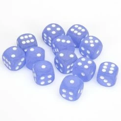 Chessex 12pcs/16mm D6 Dice Set: Frosted Blue W/ White [In Stock] Dungeons & Dragons
