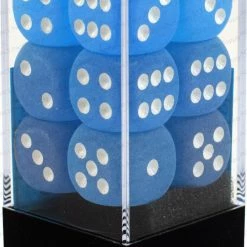 Dungeons & Dragons Chessex 12pcs/16mm D6 Dice Set: Frosted Caribbean Blue W/ White [In Stock]