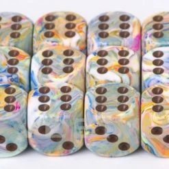 Chessex 12pcs/16mm D6 Dice Set: Festive Vibrant W/Brown