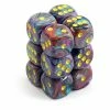 Chessex 12pcs/16mm D6 Dice Set: Festive Mosaic/Yellow Dungeons & Dragons