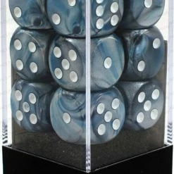Chessex 12pcs/16mm D6 Dice Set: Lustrous Slate/White Dungeons & Dragons