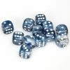 Chessex 12pcs/16mm D6 Dice Set: Lustrous Slate/White Dungeons & Dragons