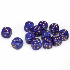 Chessex 12pcs/16mm D6 Dice Set: Lustrous Purple W/ Gold [In Stock]