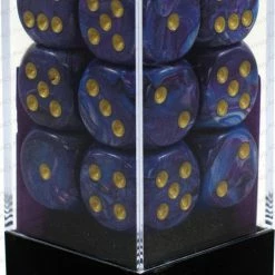 Chessex 12pcs/16mm D6 Dice Set: Lustrous Purple W/ Gold [In Stock]
