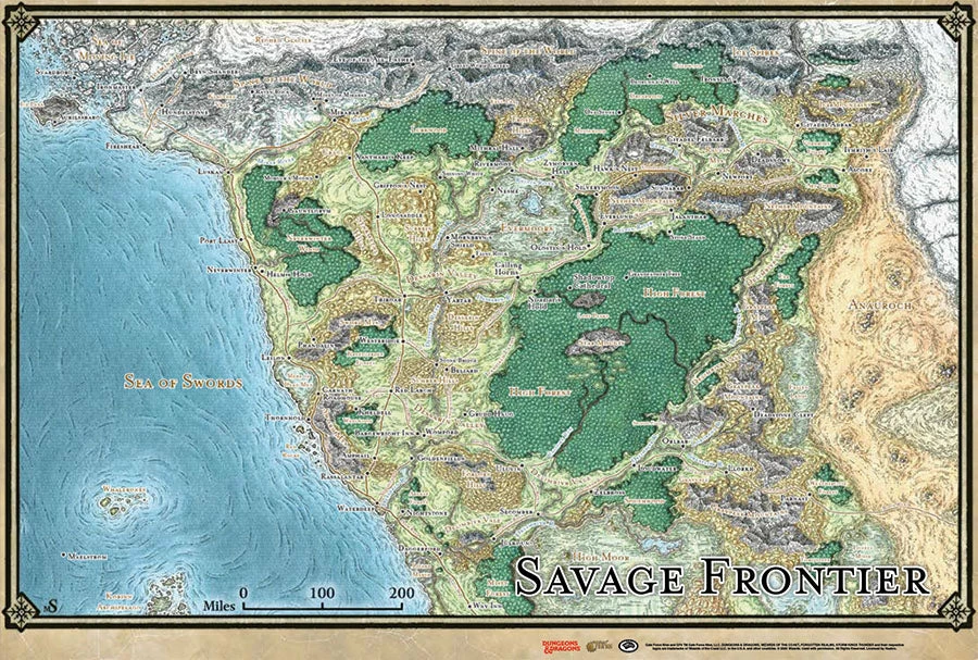 GALE FORCE 9 Dungeons & Dragons: Savage Frontier Map (31" X 21") 3 GALE FORCE 9 Dungeons & Dragons: Savage Frontier Map (31" X 21")