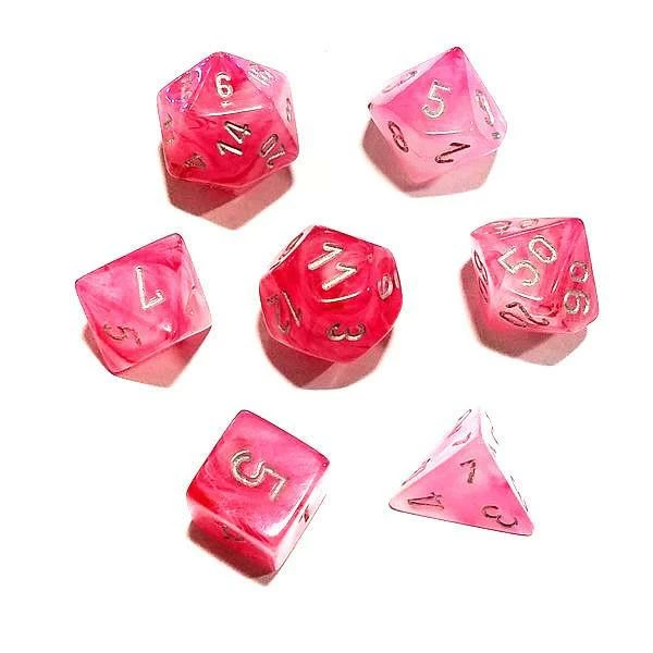 Dungeons & Dragons Chessex 7pcs Dice Set: Ghostly Glow - Pink/Silver 3 Dungeons & Dragons Chessex 7pcs Dice Set: Ghostly Glow - Pink/Silver