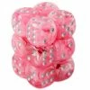 Dungeons & Dragons Chessex 12pcs/16mm D6 Dice Set: Ghostly Glow - Pink/Silver