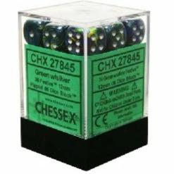 Copy Of Chessex 36pcs Dice Set: Festive - Green / Silver (12mm D6) [In Stock] Dungeons & Dragons