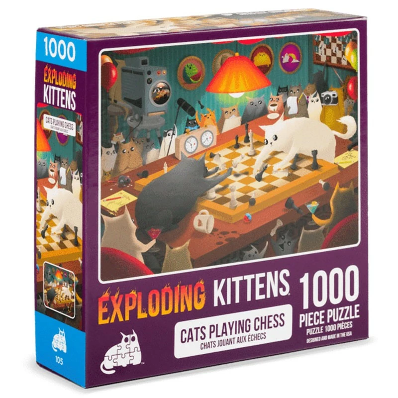 EXPLODING KITTENS Puzzles Cats Playing Chess 1000pc Puzzle 3 EXPLODING KITTENS Puzzles Cats Playing Chess 1000pc Puzzle