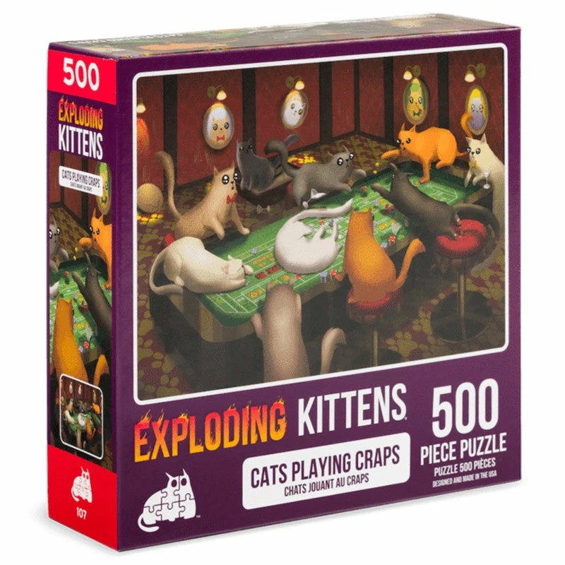 EXPLODING KITTENS Puzzles Cats Playing Craps 500pc Puzzle 3 EXPLODING KITTENS Puzzles Cats Playing Craps 500pc Puzzle