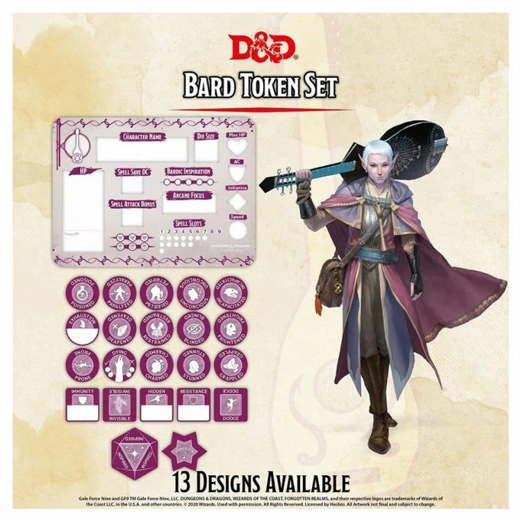 GALE FORCE 9 Dungeons & Dragons: Character Token Set: Bard 3 GALE FORCE 9 Dungeons & Dragons: Character Token Set: Bard