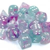 Chessex: Clam Shell Luminary Nebula Wisteria/White 12pcs 16mm D6 Dice Set Dice Sets