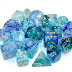 Chessex: Clam Shell Luminary Nebula Oceanic/Gold 10pcs D10 Dice Set Dice Sets