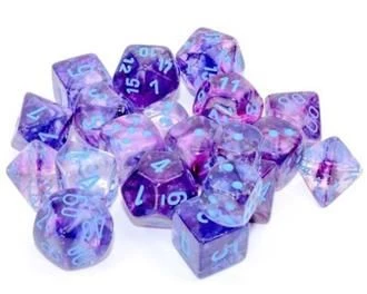Chessex: Clam Shell Luminary Nebula Nocturnal/Blue 7pcs Dice Set Dice Sets 4 Chessex: Clam Shell Luminary Nebula Nocturnal/Blue 7pcs Dice Set Dice Sets