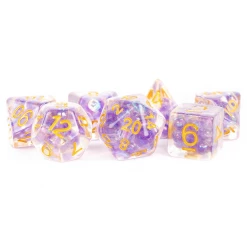 METALLIC DICE GAMES Pearl: Purple With Gold Numbers 7pcs Dice Set Dice Sets
