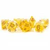 METALLIC DICE GAMES Pearl: Citrine With Copper Numbers 7pcs Dice Set