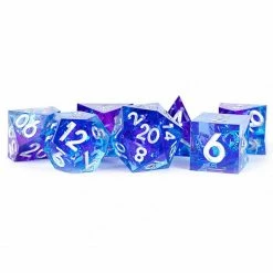 METALLIC DICE GAMES Dice Sets Sharp Edge Resin: Oceanic Flare 7-PC Dice Set