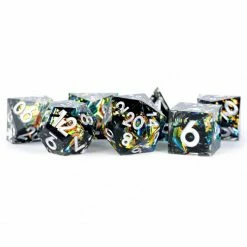 METALLIC DICE GAMES Dice Sets Sharp Edge Resin: Simmering Coal 7-PC Dice Set