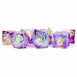 METALLIC DICE GAMES Dice Sets Sharp Edge Resin: Royal Geode 7-PC Dice Set