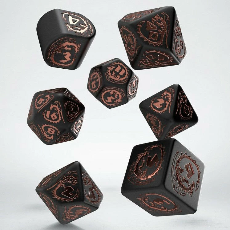 Q-WORKSHOP Dragons: Black & Copper 7pcs Dice Set 4 Q-WORKSHOP Dragons: Black & Copper 7pcs Dice Set