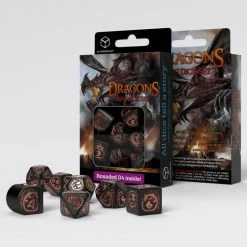 Q-WORKSHOP Dragons: Black & Copper 7pcs Dice Set