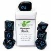 ROLE 4 INITIATIVE Opaque Black With LT Blue Numbers: 7pcs Dice Set Dice Sets