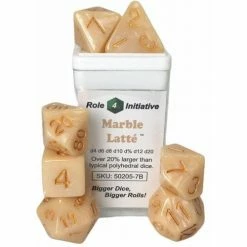 ROLE 4 INITIATIVE Dice Sets Marble Latté With White 7pcs Dice Set [Pre-order]