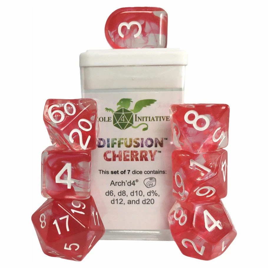 ROLE 4 INITIATIVE Diffusion Cherry With Arch'd4 & Balance'd20 7pcs Dice Set Dice Sets 3 ROLE 4 INITIATIVE Diffusion Cherry With Arch'd4 & Balance'd20 7pcs Dice Set Dice Sets