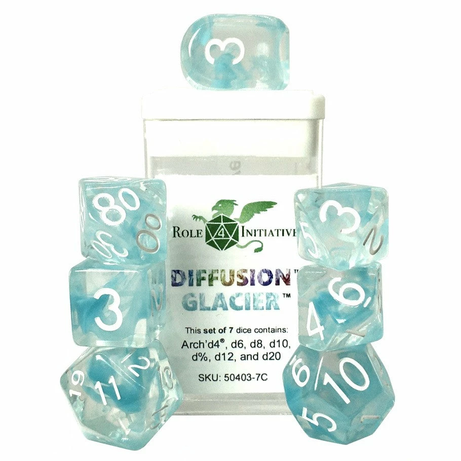 ROLE 4 INITIATIVE Diffusion Glacier With Arch'd4 & Balance'd20 7pcs Dice Set Dice Sets 3 ROLE 4 INITIATIVE Diffusion Glacier With Arch'd4 & Balance'd20 7pcs Dice Set Dice Sets