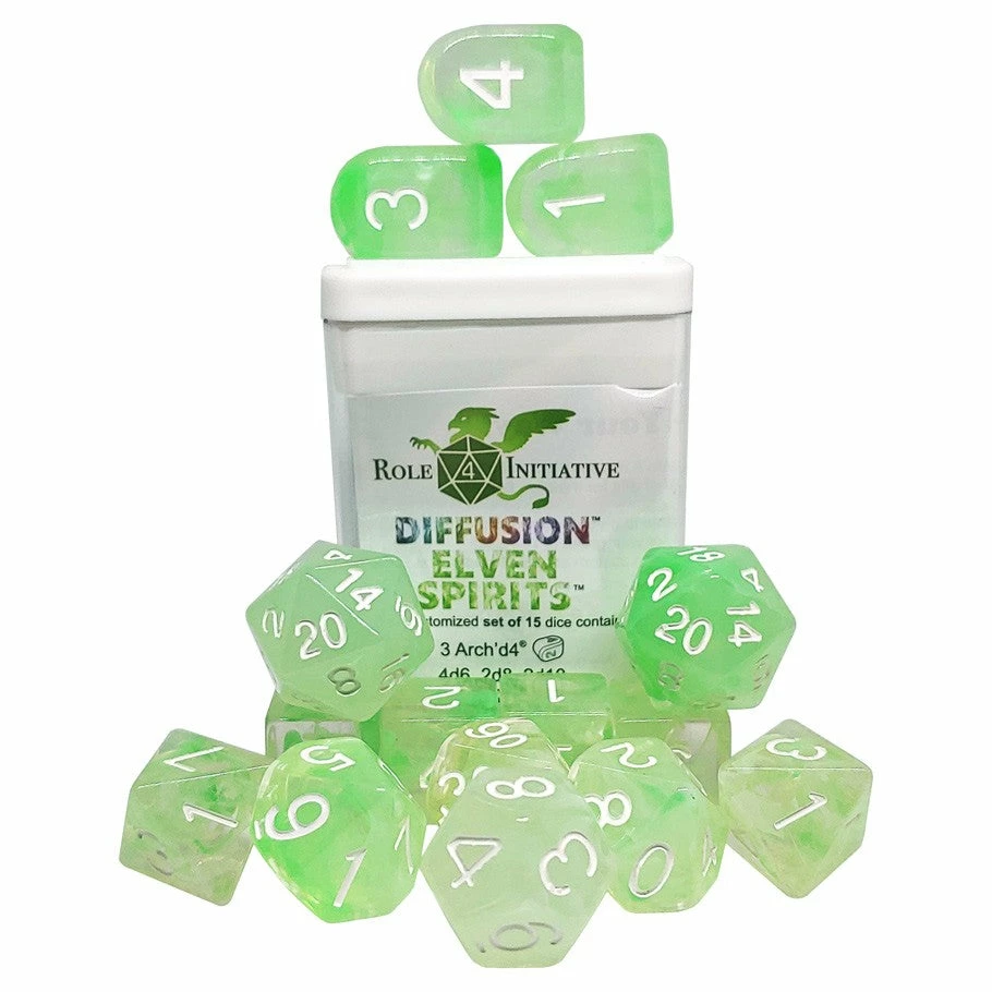 ROLE 4 INITIATIVE Diffusion Elven Spirits With Arch'd4 & Balance'd20 15pcs Dice Set 3 ROLE 4 INITIATIVE Diffusion Elven Spirits With Arch'd4 & Balance'd20 15pcs Dice Set