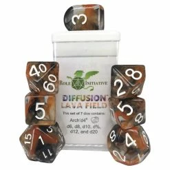 ROLE 4 INITIATIVE Dice Sets Diffusion Lava Field With Arch'd4 & Balance'd20 7pcs Dice Set