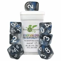 ROLE 4 INITIATIVE Diffusion Midnight With Arch'd4 & Balance'd20 7pcs Dice Set