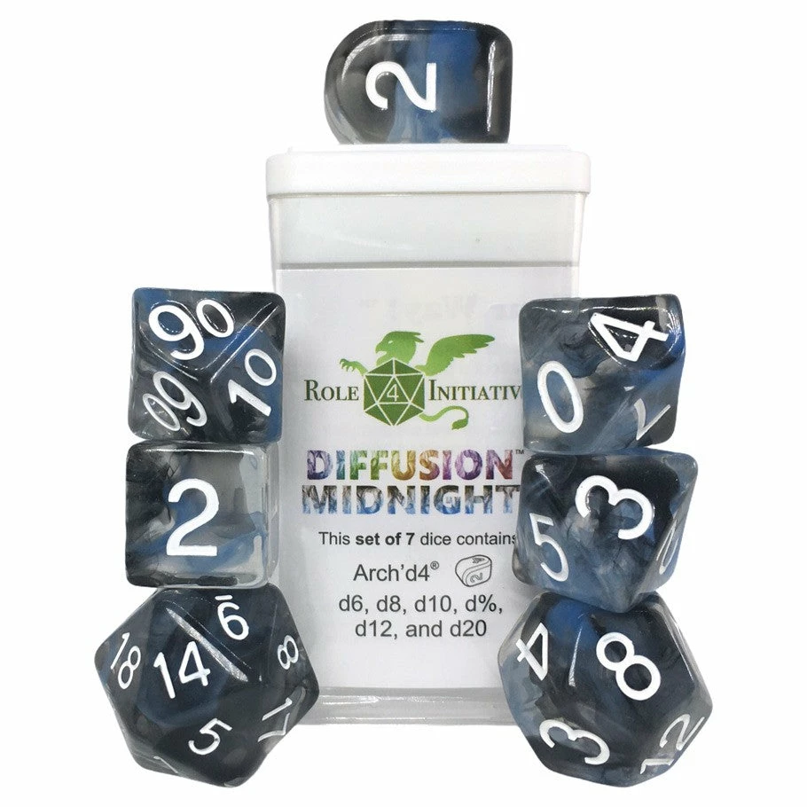 ROLE 4 INITIATIVE Diffusion Midnight With Arch'd4 & Balance'd20 7pcs Dice Set 3 ROLE 4 INITIATIVE Diffusion Midnight With Arch'd4 & Balance'd20 7pcs Dice Set