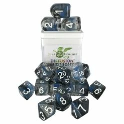 ROLE 4 INITIATIVE Diffusion Midnight With Arch'd4 & Balance'd20 15pcs Dice Set Dice Sets