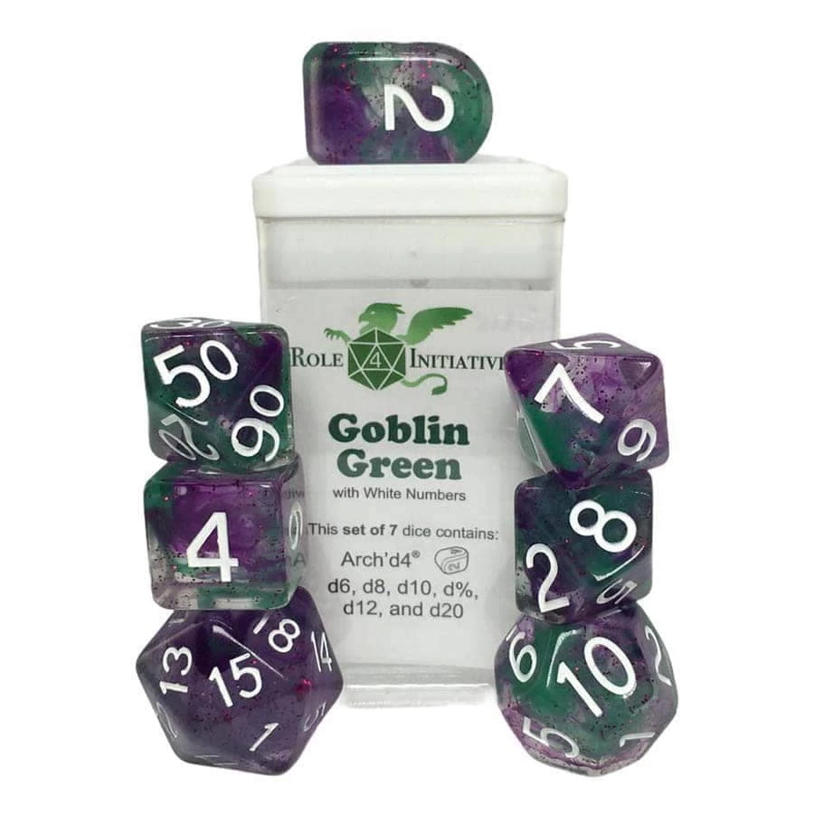 ROLE 4 INITIATIVE Dice Sets Diffusion Goblin Green With Arch'd4 & Balance'd20 15pcs Dice Set 3 ROLE 4 INITIATIVE Dice Sets Diffusion Goblin Green With Arch'd4 & Balance'd20 15pcs Dice Set