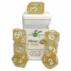 ROLE 4 INITIATIVE Diffusion Silver And Gold With Arch'd4 & Balance'd20 7pcs Dice Set Dice Sets